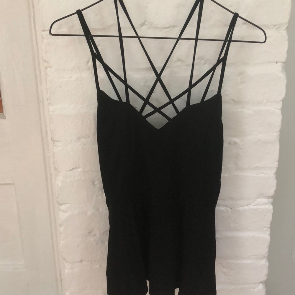 Lattice peplum tank top by BKE red in BLACK